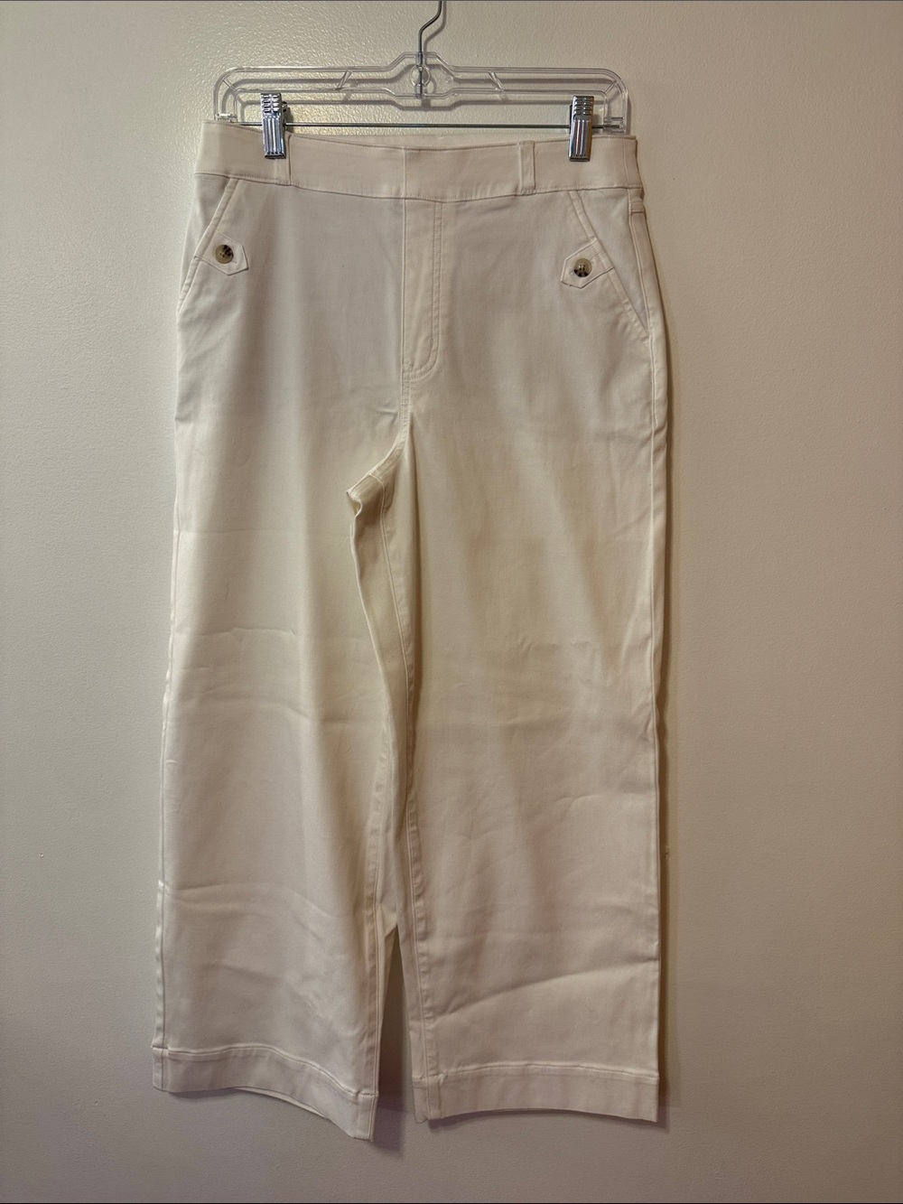 NWOT SPANX White Cropped Wide Leg Pants Size Large